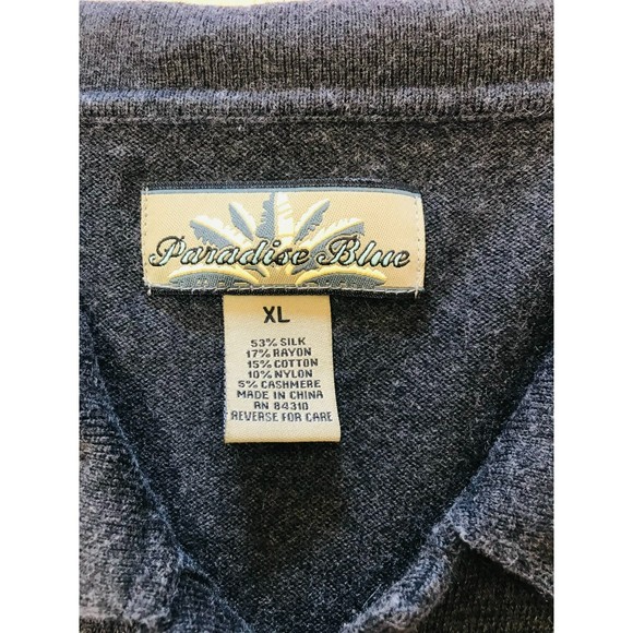 Paradise Blues Men's Silk Blend V Neck Sweater, Size XL - Picture 2 of 3